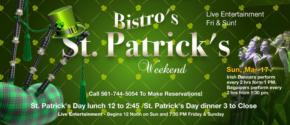 St. Patrick's Day Irish Dancers and Bagpipers at Bistro retaurant