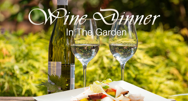 wine dinner in the garden at Belle & Maxwell's'