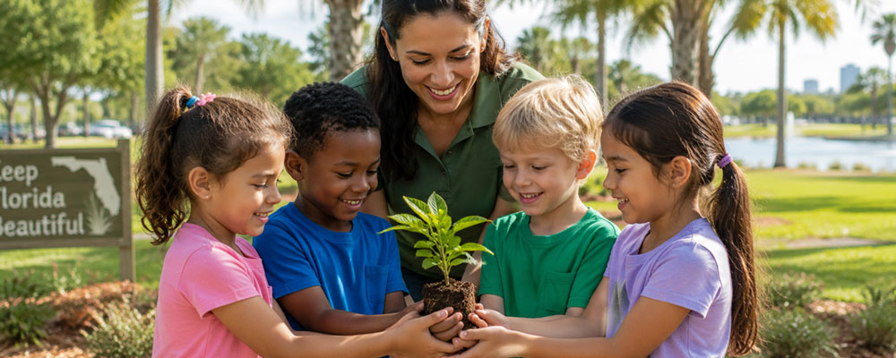 Beautiful picture of children learning about nature
